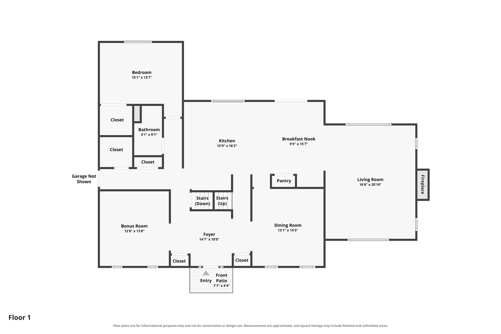 A 2D floor plan of a single-level home with every room labeled and measured