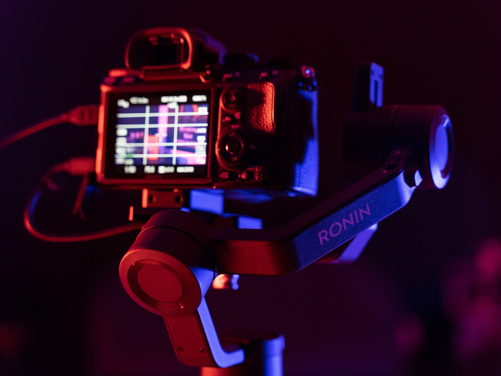 Camera and gimbal setup on an AdReach Studios content shoot